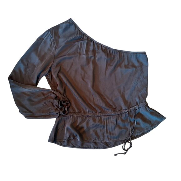 Cloth & Stone Dark Forest Green One Shoulder Top XS - Picture 1 of 5